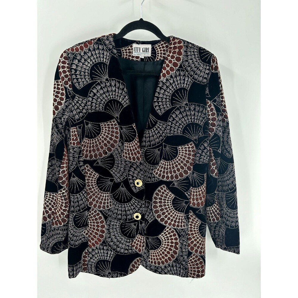 Women's Vintage City Girl By Nancy Bolen Velvet Textured Blazer Size 10